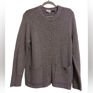 WOMEN'S VINTAGE BLAIR BOUTIQUE LAVENDER KNITTED BUTTON-UP SWEATER SIZE MEDIUM